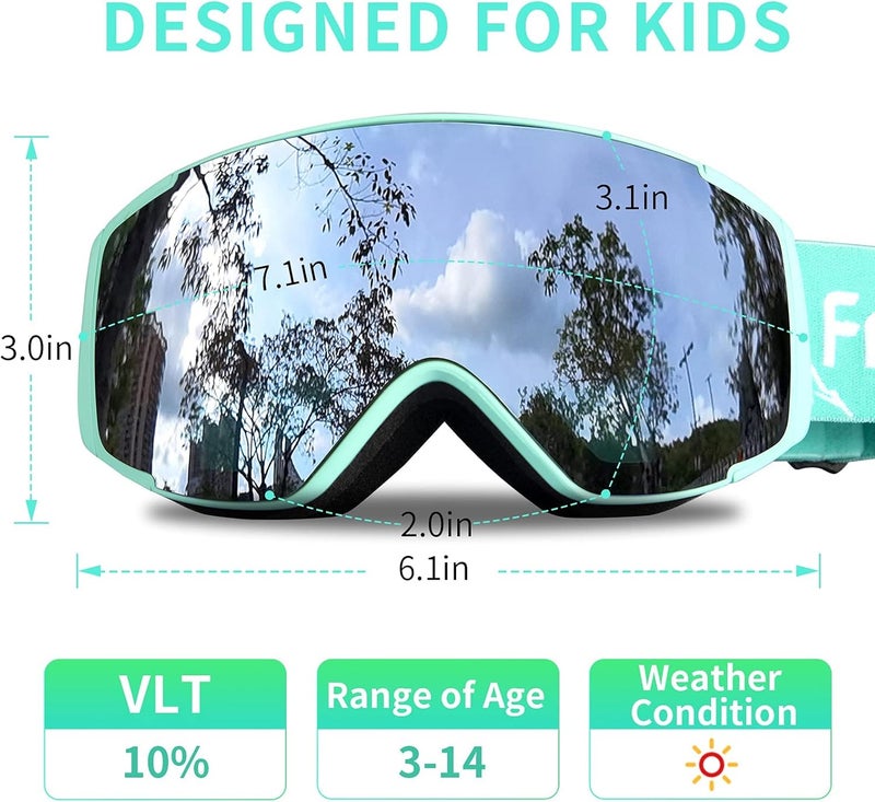 Freela Kids Ski Snowboard Goggles for Toddler(3-14) Youth Anti Fog Anti UV Goggles Girls Boys Snow Skiing Equipment - Image 3